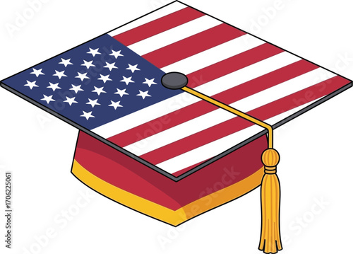 Vector art of graduation cap with american flag design