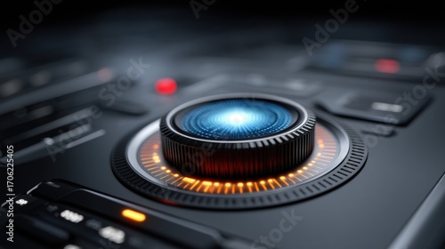 Futuristic Electronic Interface Control Dial High-Tech Studio Digital Art Close-Up Innovative Design