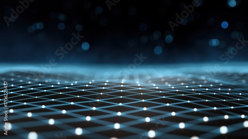 Futuristic Network Grid with Glowing Lines Representing Data Flow Digital Space Visual Concept Technology Environment