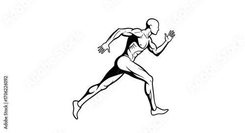 Dynamic running silhouette of an athletic male figure in motion