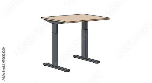 Adjustable height standing desk on white background