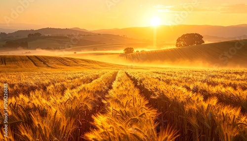 Golden sunrise over a wheat field (1)