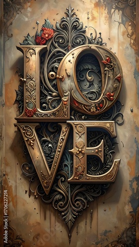 Ornate, detailed LOVE