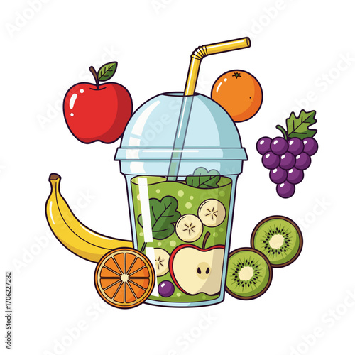 Refreshing green smoothie packed with fresh fruits for a healthy lifestyle