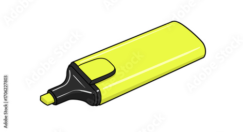 Bright yellow marker on white background