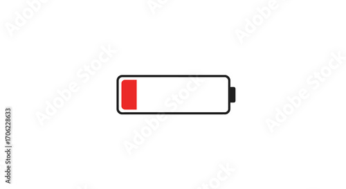 Minimalist low battery icon on white background