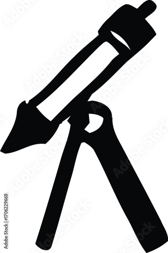 Black Silhouette Caulk Gun with White Background