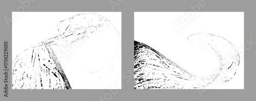 Strokes of black paint on a white background. Set of two templates. Graffiti element. Design template for the design of banners, posters, booklets, covers, magazines. EPS 10