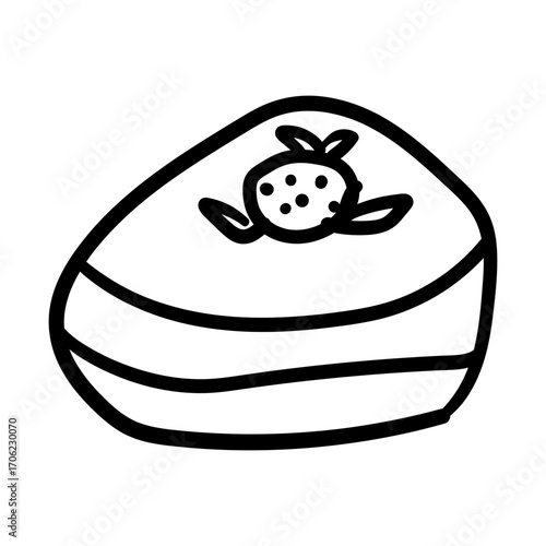 Hand drawn vector pumpkin dessert, pie, cake for fall greeting cards, posters, recipe, culinary design. Isolated on white background. Cute colorful summer illustration.