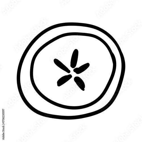 Black and white doodle apple illustration, hand drawn line art fruit sketch, simple outline isolated. Doodle vector illustration for wedding design, logo and greeting card.