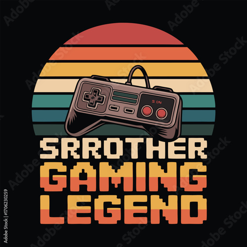 Retro gaming controller sunset video game vintage