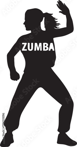 Zumba dance silhouette icon vector, fitness and dance symbol design for workout, movement, and health.