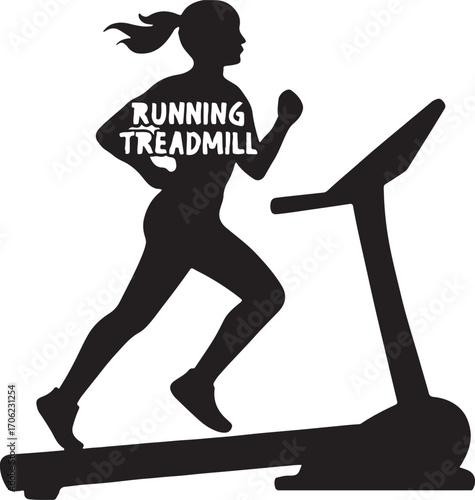 Running treadmill silhouette icon vector, fitness and gym symbol design for cardio, workout, and health.