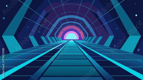 blue tunnel with light trails