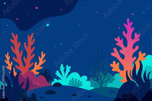 vector illustration of a night landscape