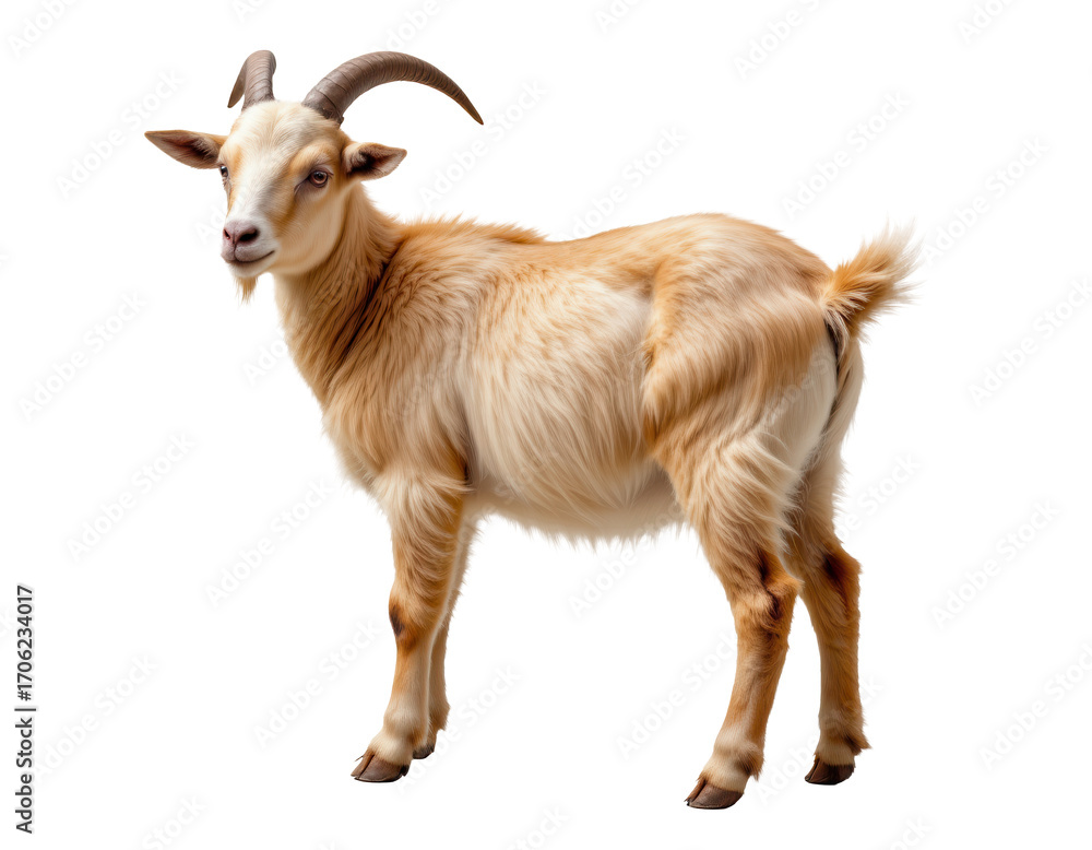 Fototapeta premium Portrait of a Charming Domestic Goat with Soft Creamy Fur