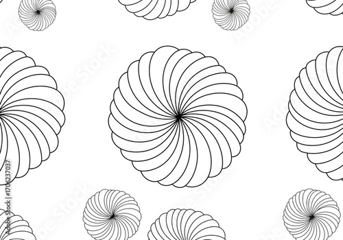 Spiraled floral pattern in black and white various sizes