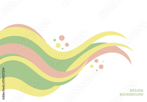 Fotografie Wavy pastel design with green yellow and pink bands plus scattered circles again
