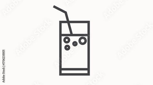 Drink Icon. Vector isolated illustration of a glass with liquid and a straw