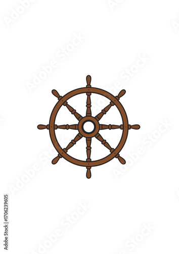 Ship steering isolated on white