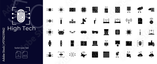 Collection of High Tech Solid Icon Set