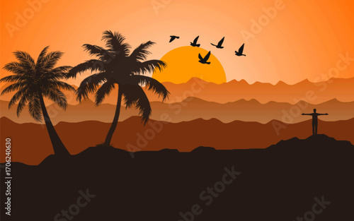 sunset on the beach