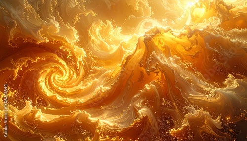 Abstract swirling golden landscape