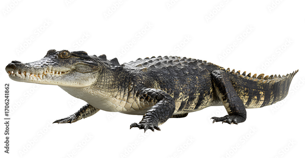 Naklejka premium crocodile, side view, full body, transparent background