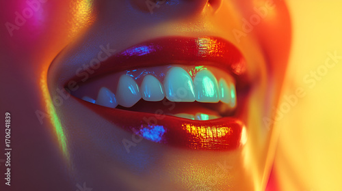 Illustration of a beautiful smile, ideal for dentist advertisements. The smile of someone who is happy. Happiness, joy.