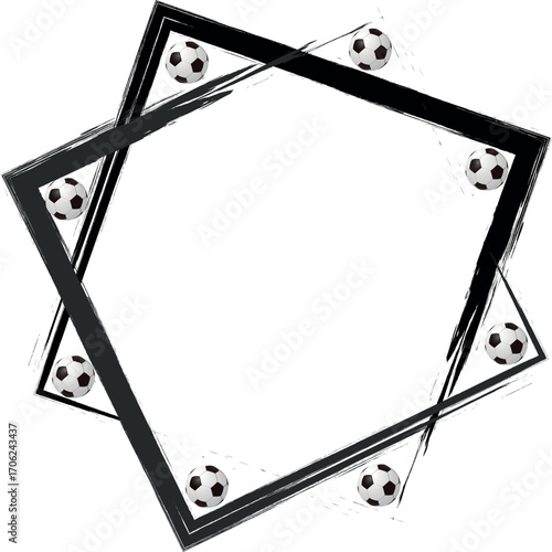 Soccer board. Green grass field. Traditional black white soccer ball with blank white score board for your text on the green grass football field, Football Field.