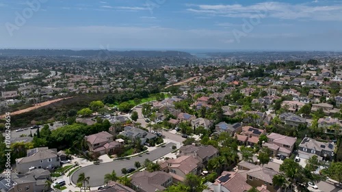 Aerial view of big houses in Carlsbad, North County San Diego, South California, USA.