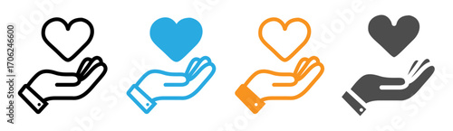 Hands Offering Hearts in Various Colors, Perfect for Charity or Love Concepts