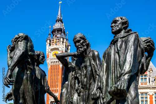 Hotel de ville de Calais et sculpture 