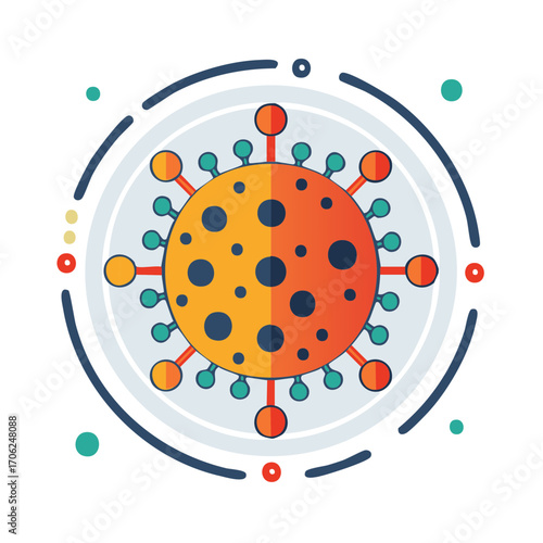 Vibrant pathogen illustration depicting infectious disease outbreak and medical science research