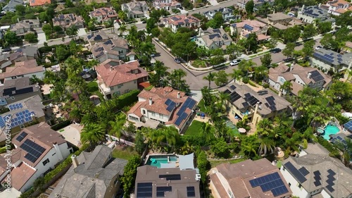 Aerial view of big houses in Carlsbad, North County San Diego, South California, USA.