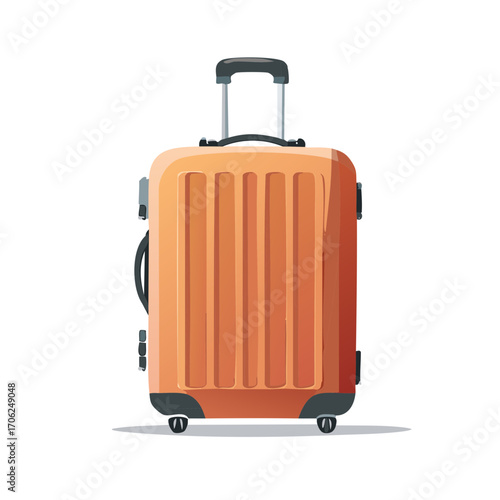 Orange rolling suitcase with extendable handle and side grips for travel and luggage transport