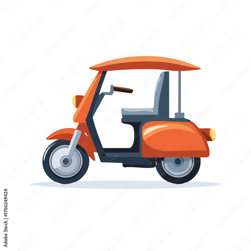 Obraz premium Vibrant orange tuk tuk motor scooter design