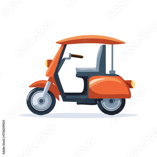 Vibrant orange tuk tuk motor scooter design