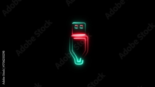 Neon USB Connector Icon Red Green Glow plug port