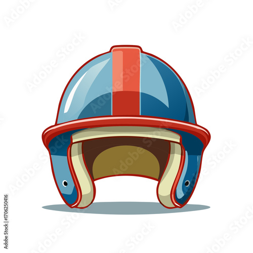 Vintage Style Blue and Red Football Helmet Protects Head During Gridiron Sports