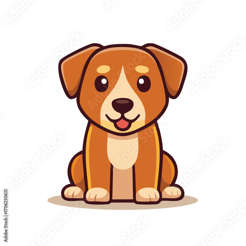 Adorable Cartoon Brown and Beige Dog Sitting with a Sweet Smile for Illustrations