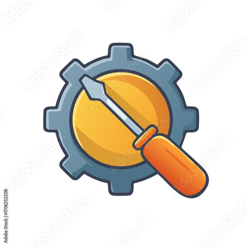 Screwdriver and Gear Icon Representing Service and Repair