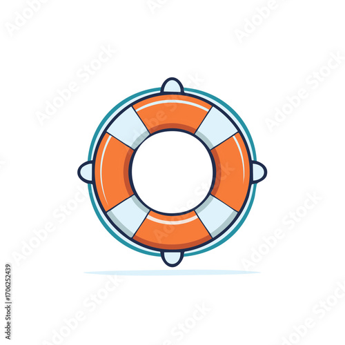 Orange and white lifebuoy illustration for water safety concept
