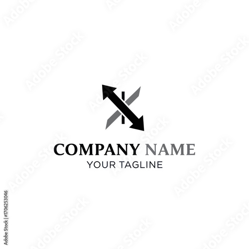 A modern black and gray logo featuring a stylized letter X with a diagonal double-headed arrow.
