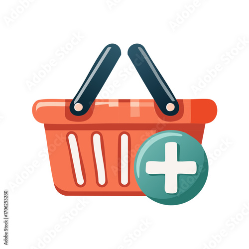Shopping Cart with Plus Symbol Indicating Add to Cart Functionality in E Commerce