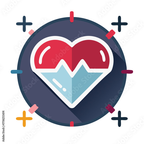 Heartbeat Electrocardiogram Health Care Medical Symbol Icon Flat Design Style