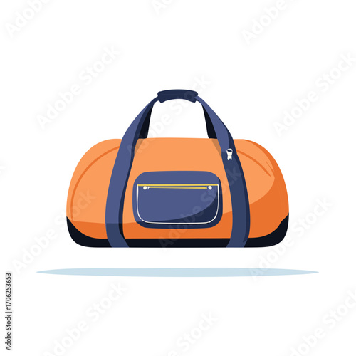 Orange Duffel Bag with Blue Accents and Zipper for Travel and Sports