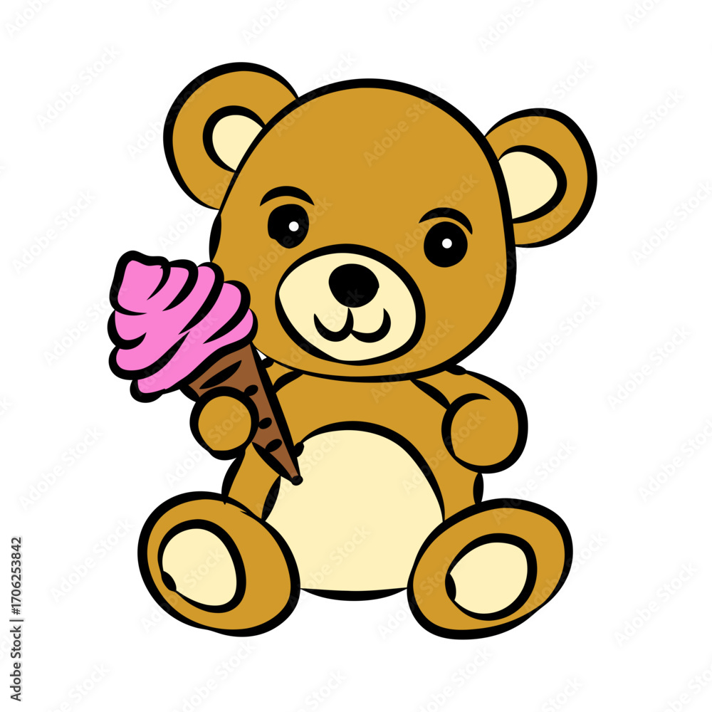 Obraz premium teddy bear with an ice cream 