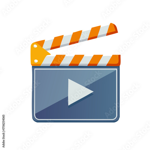 Movie Clapperboard with Play Button Design for Film Production and Media