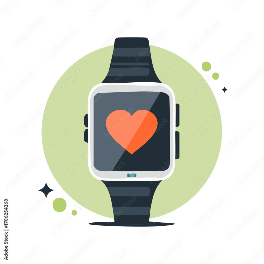 Fototapeta premium Smartwatch with heart icon on screen for health monitoring and fitness tracking technology concept